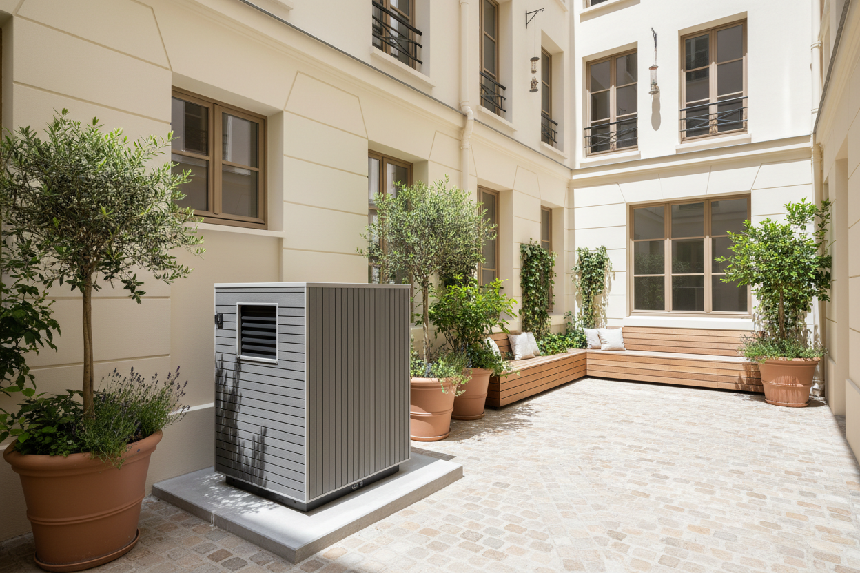 Installation PAC en cour d'immeuble – Paris 11e - Après